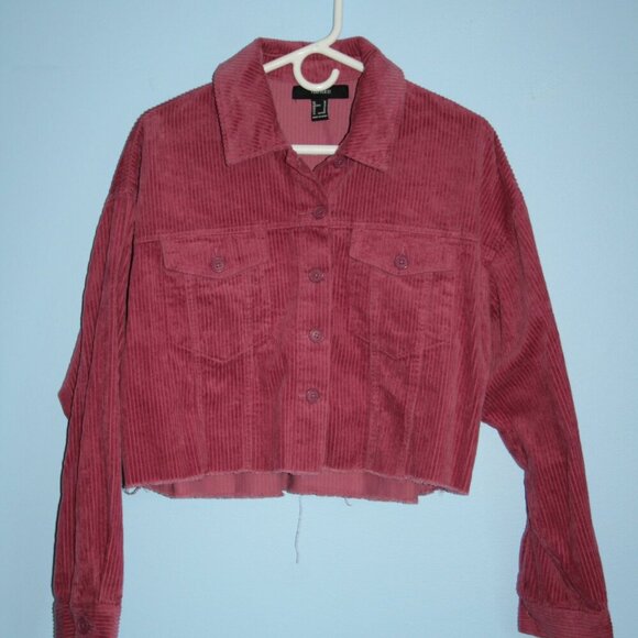 Forever 21 Cropped Women's Wide Rail Corduroy 100% Cottom Frayed Hem Size M - Picture 2 of 14